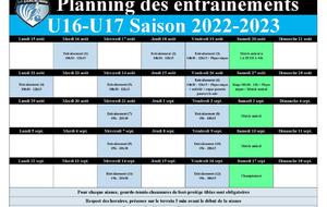 Planning de reprise U16-U17