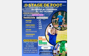 ⚽️ STAGE DE FOOT – VACANCES D’OCTOBRE !