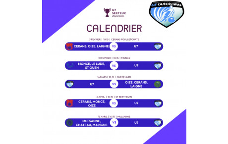 Calendrier 2ème phase Ecole de foot