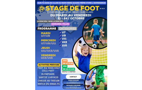 ⚽️ STAGE DE FOOT – VACANCES D’OCTOBRE !