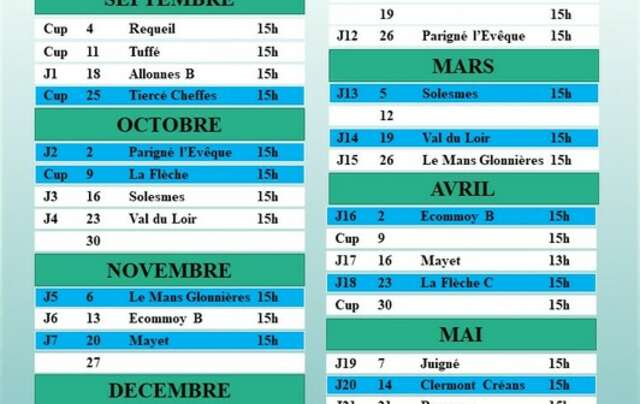 Calendriers rencontres